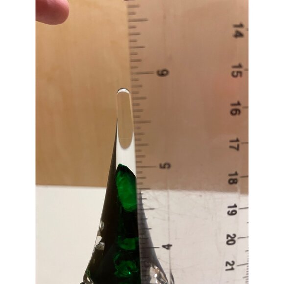 Blown Glass Clear and Green Pine Tree Signed - Picture 4 of 7